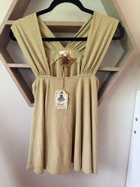 easel Olive Textured Sleeveless Dress with Cross-Back Straps